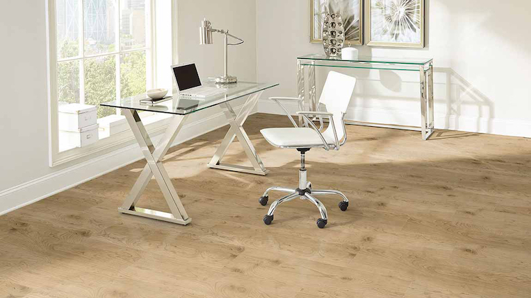 light toned luxury vinyl plank floors with beautiful knotting in an office